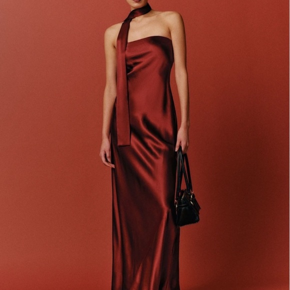 NEW NWT Reformation Oren Silk Strapless Maxi Romance